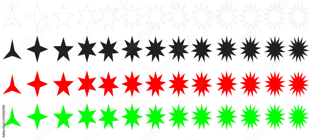 Trendy retro stars shapes. Sunburst design elements set. Bursting rays clip art. Red sparkles. Best for sale sticker, price label, quality sign. Trendy retro stars shapes. Sunburst design elements set. Bursting rays clip art. Red sparkles. Best for sale sticker, price label, quality sign.