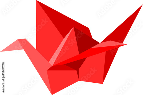 red origami crane isolated