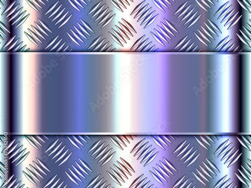 Metallic shiny iridescence background with technology diamond plate pattern, steel metal lustrous texture.