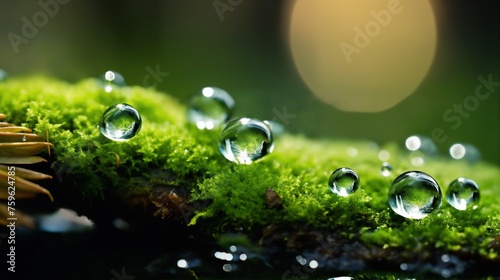 a beautiful spring landscape with dew on the grass in a forest glade after rain, sunlight and beautiful nature