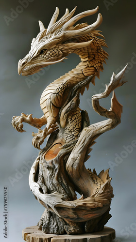 traditional chinese wooden dragon  symbol of the year  generative ai