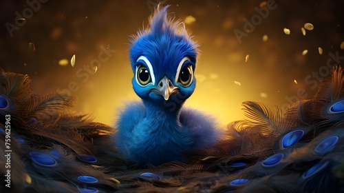 3D Rendered Baby Peacock 