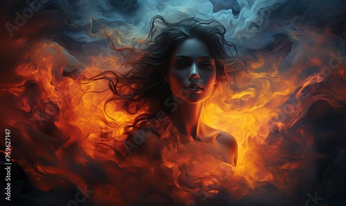 Woman Surrounded by Fire