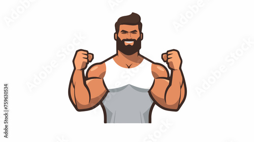 Strong man icon on white background flat vector iso