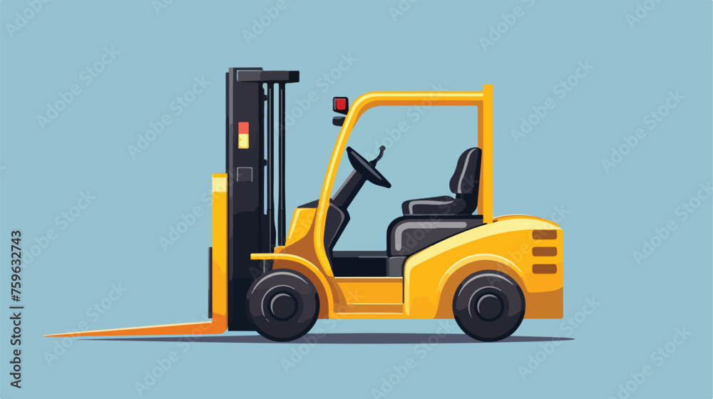Under construction forklift vehicle flat vector iso