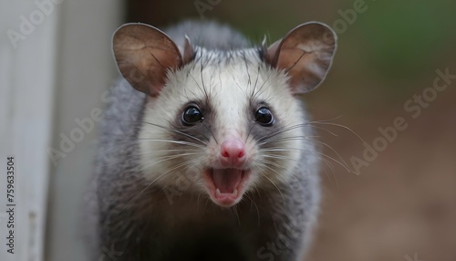 A Possum With Its Eyes Wide Open In Surprise