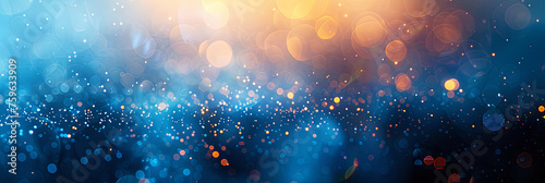 Soft focus blue and orange glitter background wallpaper illustration. 