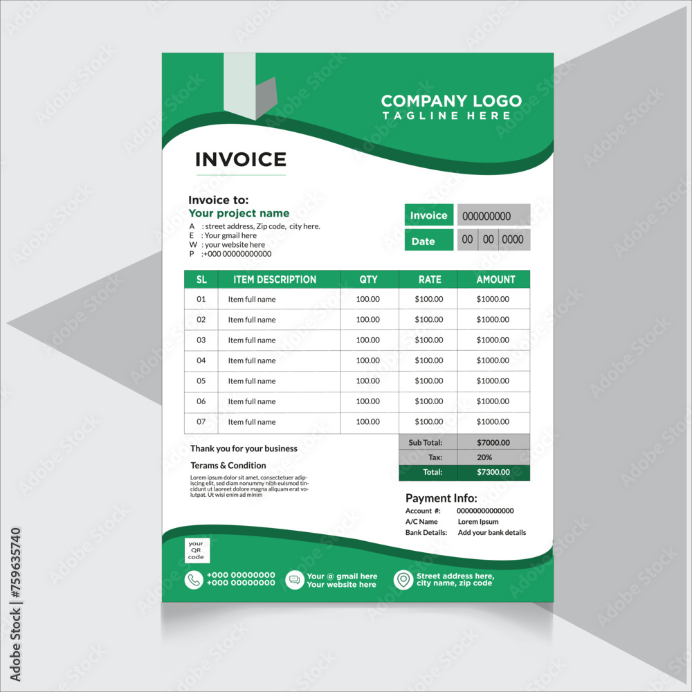 Obraz premium Business invoice form template. Invoicing quotes, money bills or price invoices and payment agreement design templates. Tax form, bill graphic or payment receipt page vector set