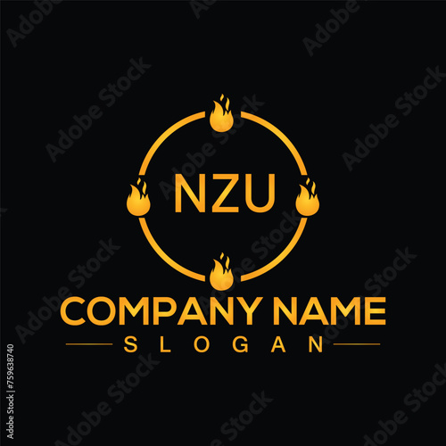 Handwritten NZU letters logo design with vector