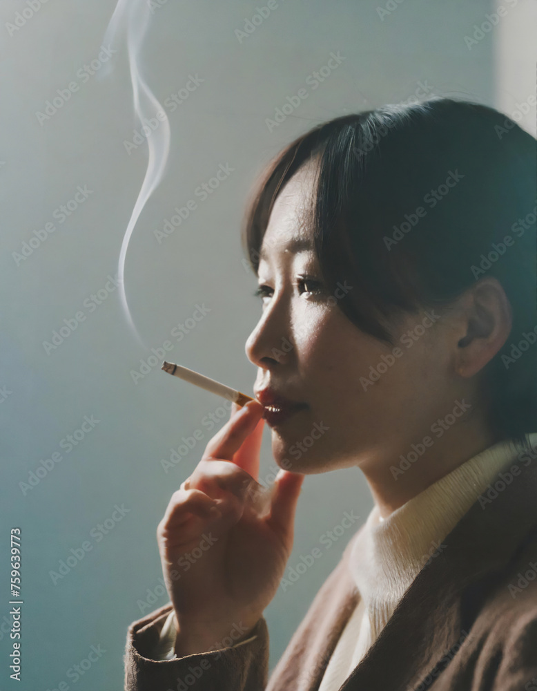 Obraz premium タバコを吸う女性