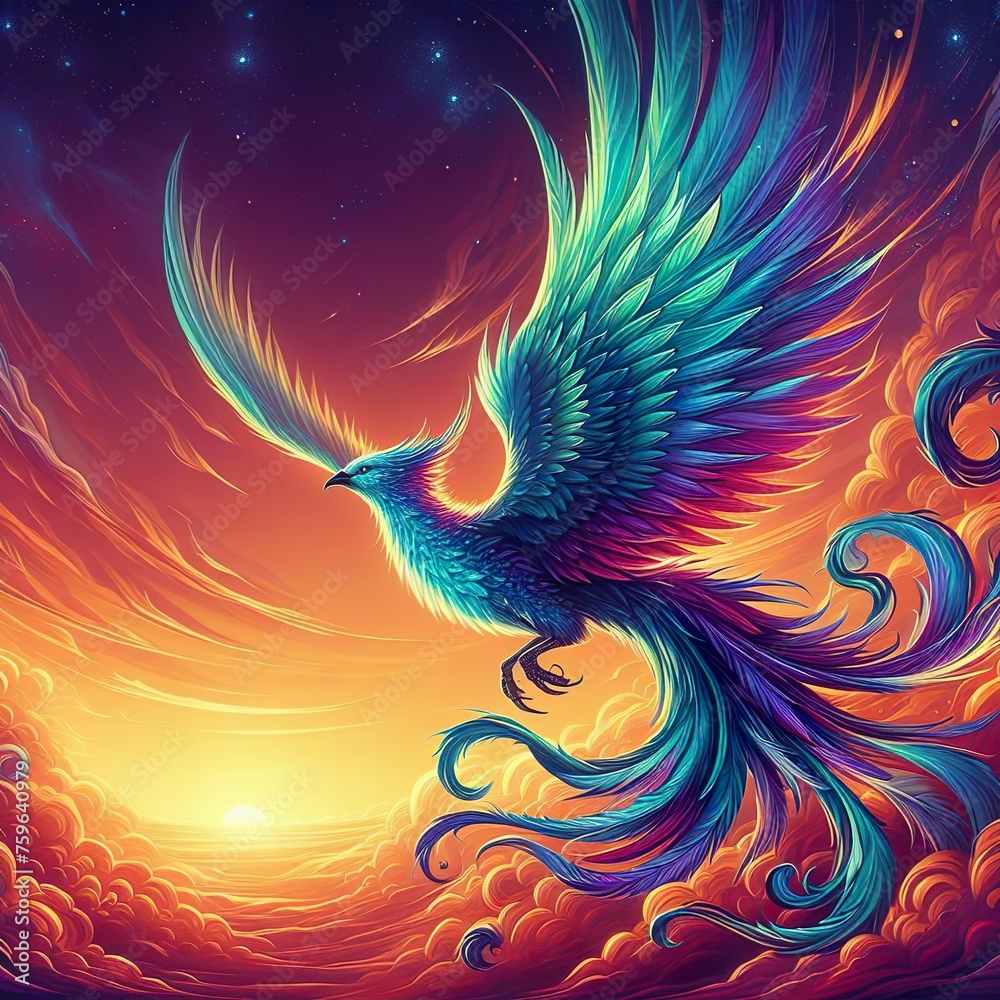 Obraz premium Illustration of a firebird which is a part of Slavic folklore. 