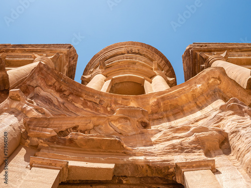 Details of the Monastery building in Petra photo