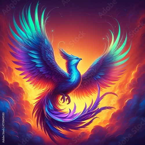 Illustration of a firebird which is a part of Slavic folklore. 