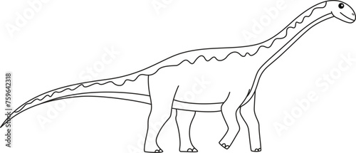 Jobaria Dinosaur coloring page. Cute flat dinosaur isolated on white background