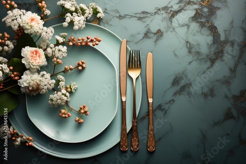 modern elegant event table and cutlery setting in a minimalist style advertising food photography