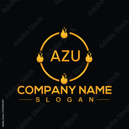 AZU Initial Letter Logo Design Template for Company Vector