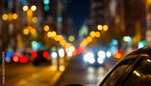 Abstract blurred city lights. Night traffic bokeh. Car headlights. © hardvicore