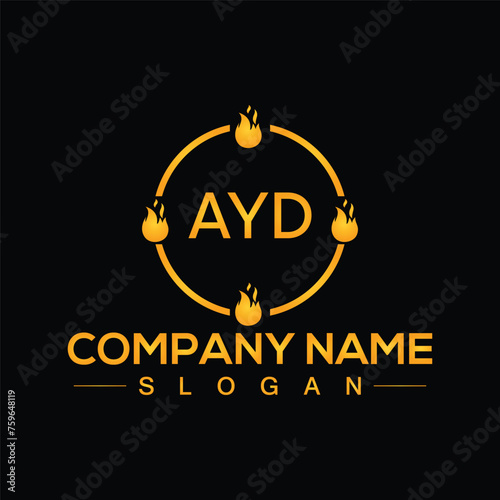AYD alphabet letter logo design with creative square shape