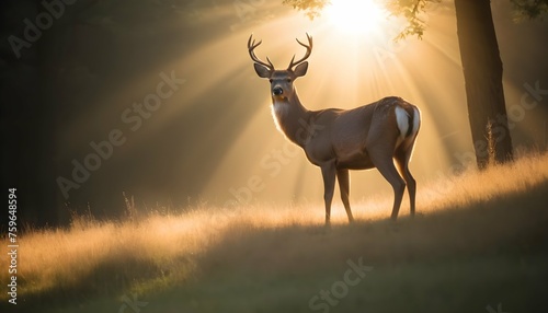 A Deer With A Majestic Pose Framed By Sunlight