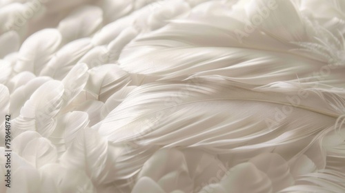 Intricate feathers in close-up create an abstract pattern, showcasing detaile...