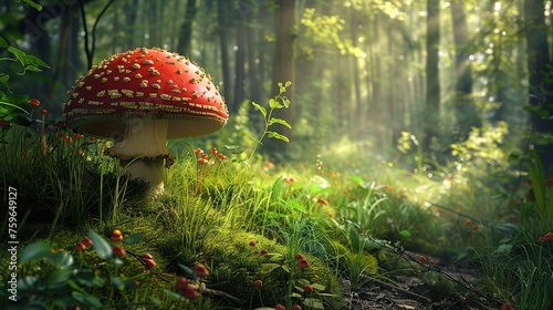 Fantasy mushroom in deep forest