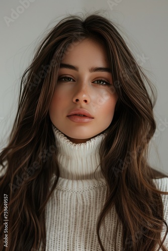 A Beauty Model Woman with an Elegant Hairstyle