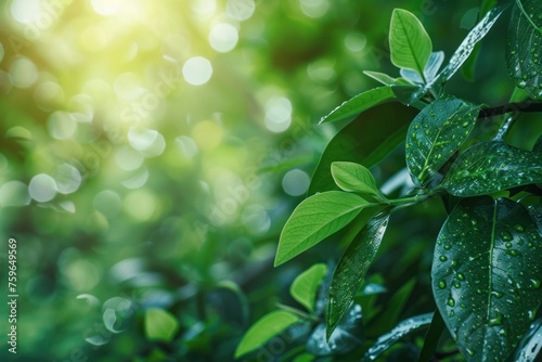 A green natural background with selective focus