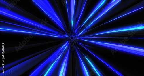 Blue energy tunnel frame with futuristic electric field particles and lines of high-tech energy. Abstract background