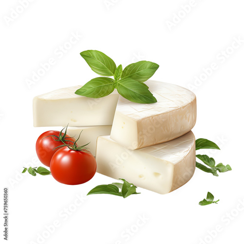 mozzarella cheese and tomatoes isolated on transparent background