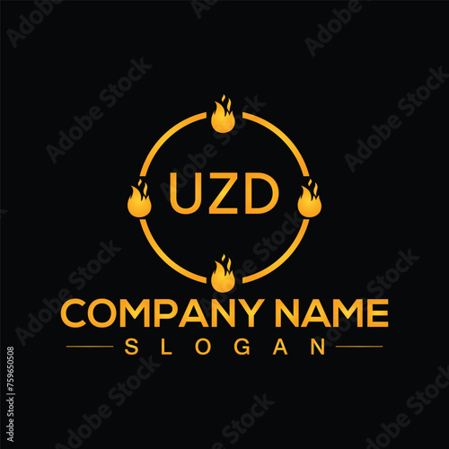 Modern letter UZD alphabet logo design with creative square symbol