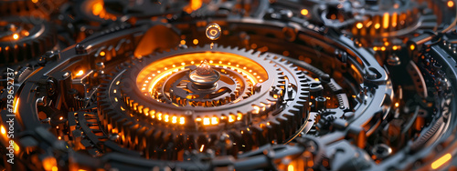 Wallpaper Mural Mechanical Radiance: Gears in Glow Torontodigital.ca