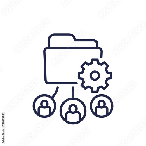 active directory line icon with users and folder