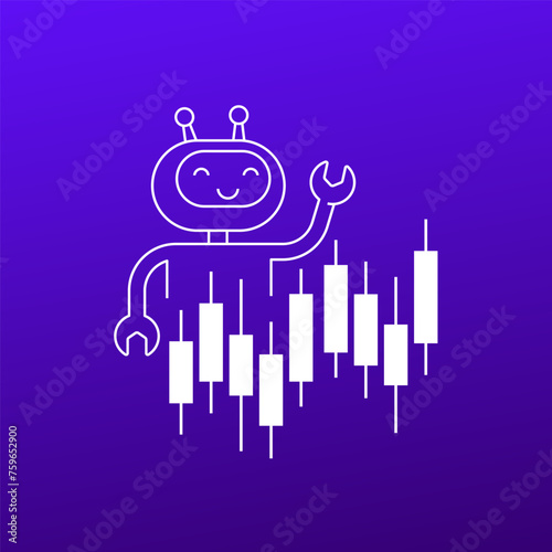 trading bot vector icon, AI for market data analysis