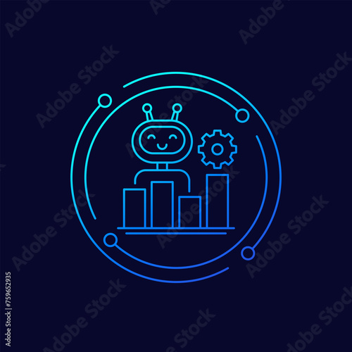 AI for market data analysis icon in linear design