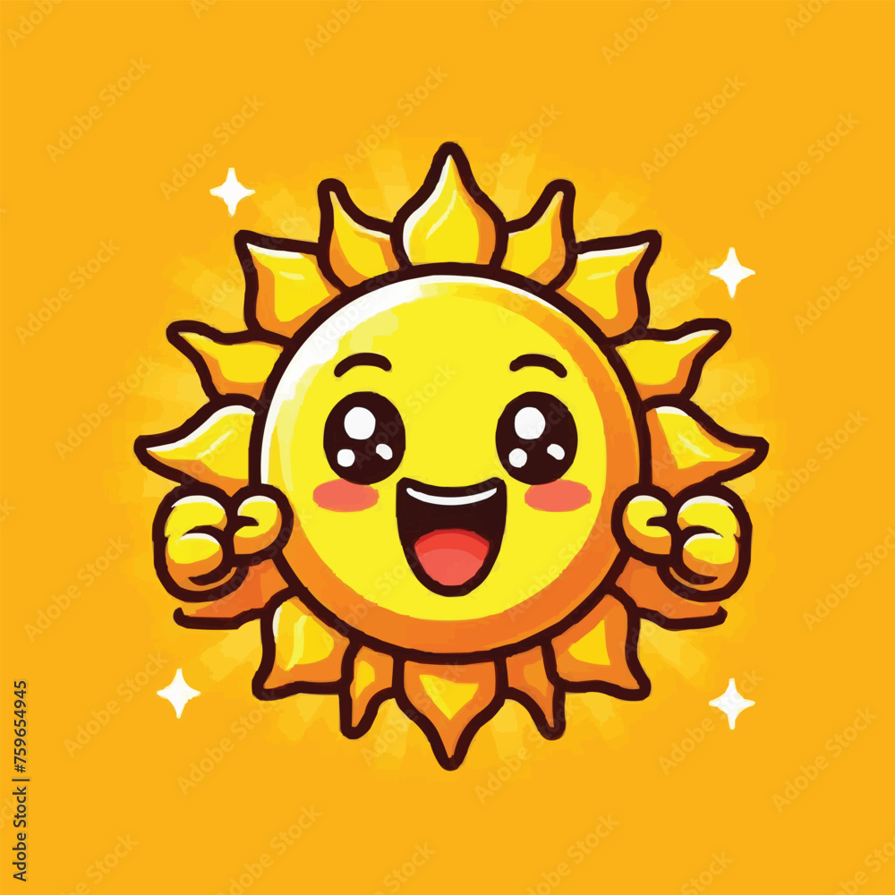 Smiling Sun Cartoon Mascot Character