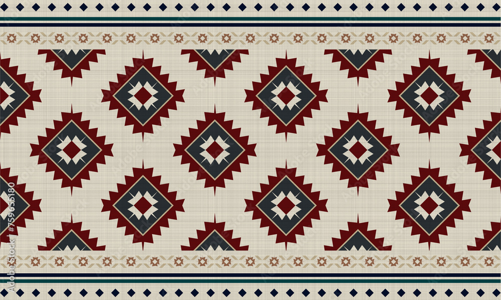 Beautiful ethnic native mexican style rug, Navajo tribal vector seamless pattern, Native American ornament, Ethnic South Western decor style, Boho geometric ornament. Beautiful ethnic native mexican style rug, Navajo tribal vector seamless pattern, Native American ornament, Ethnic South Western decor style, Boho geometric ornament.