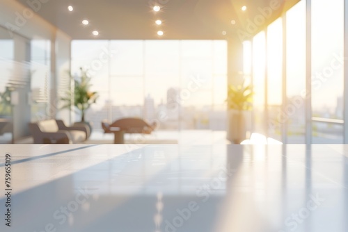 Beautiful blurred background of a light modern office interior, Soft Focus Modern Workspace, Ambient Office Vibes