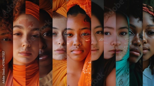 Unity Mosaic: A collage celebrating women's empowerment across cultures.