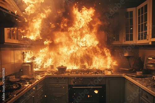 キッチンで火災、住宅火災｜Fire in the kitchen, residential fire.