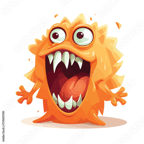 Cartoon orange monster screaming. Vector illustrati