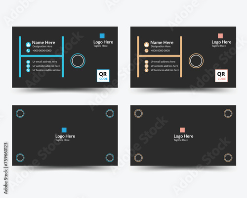 Unique business card design, Color variation business card design, Visiting card, Corporate business card design, Black color business card design, Business card use for business and personal.