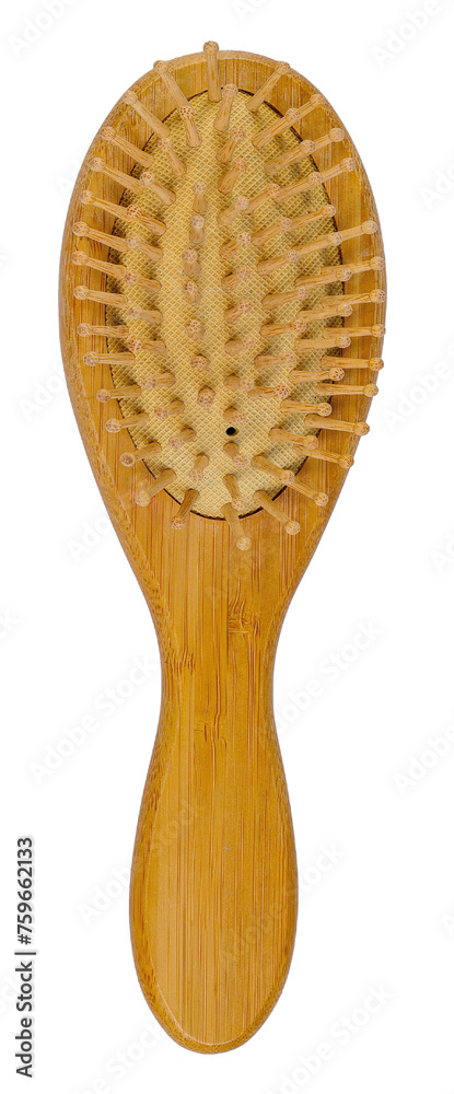 Eco friendly Bamboo Paddle Hair Brush from side isolated clipping path On White Background. Eco friendly Bamboo Paddle Hair Brush from side isolated clipping path On White Background.