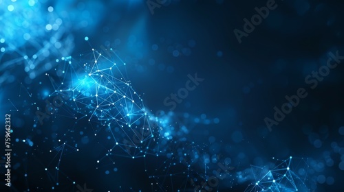 Abstract plexus blue geometry background. Digital technology network connection concept. 3D rendered illustration