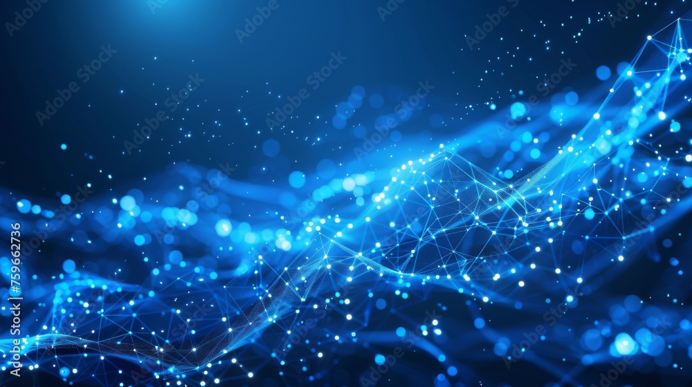 Obraz premium Abstract plexus blue geometry background. Digital technology network connection concept. 3D rendered illustration