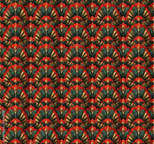 Colorful Art Deco seamless repeating pattern. 