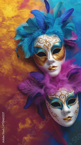 carniavl  mask invintation to celebration with copy space © A B design