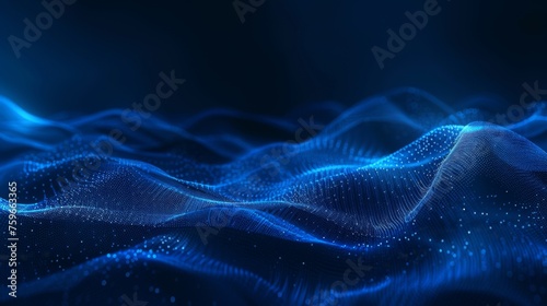 Abstract plexus blue geometry background. Digital technology network connection concept. 3D rendered illustration