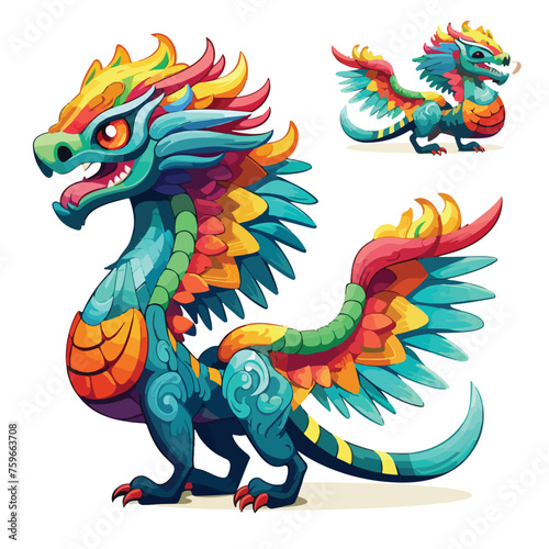 Cartoon Quetzalcoatl. Vector clip art illustration