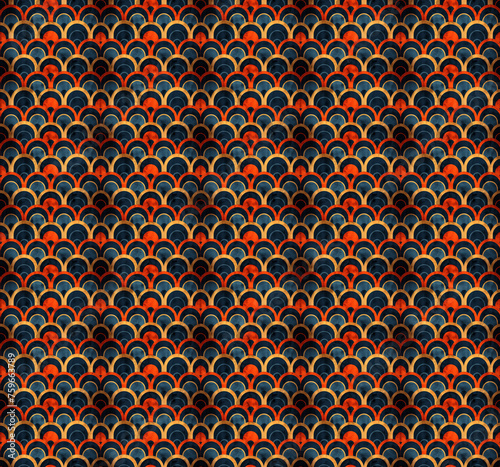 Colorful Art Deco seamless repeating pattern. 