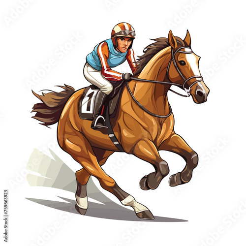 Cartoon race horse. Vector clip art illustration © iclute4